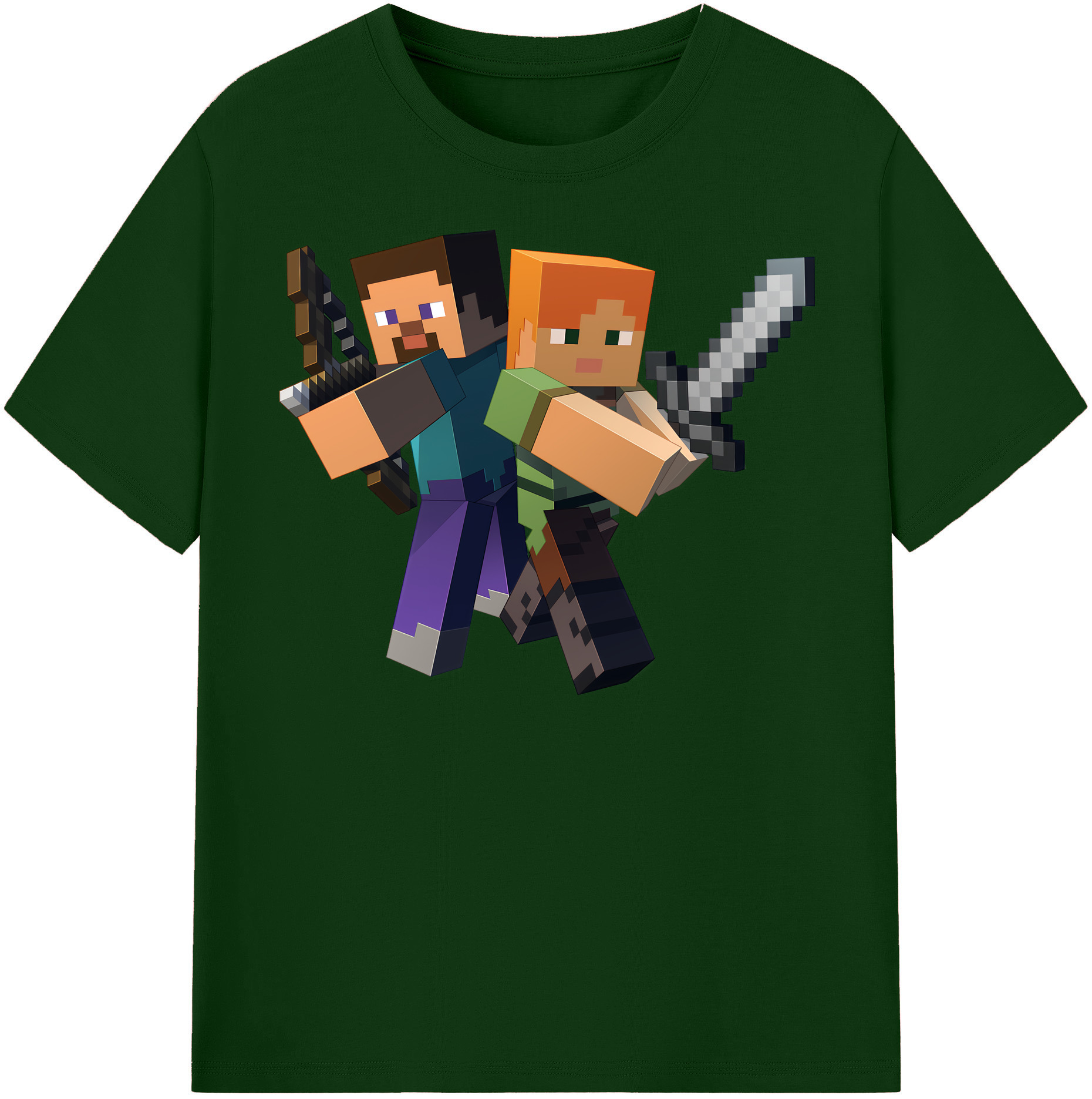 （画像用） マインクラフト ブロックの世界 Minecraft MC Block world 綿100％半袖Tシャツ（フロントプリント）